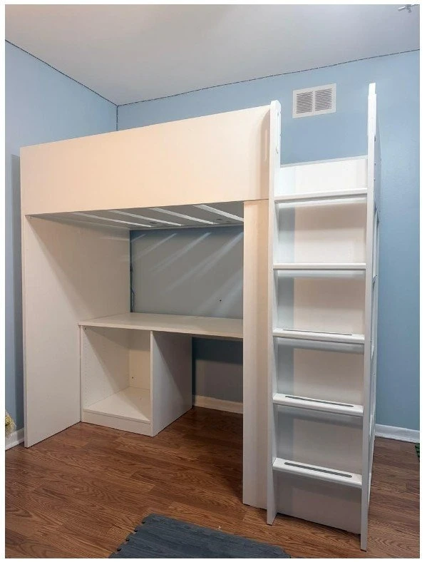 Loft bed with storage and table