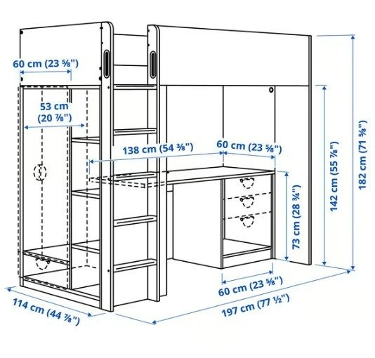 Loft bed with storage and table - photo 2