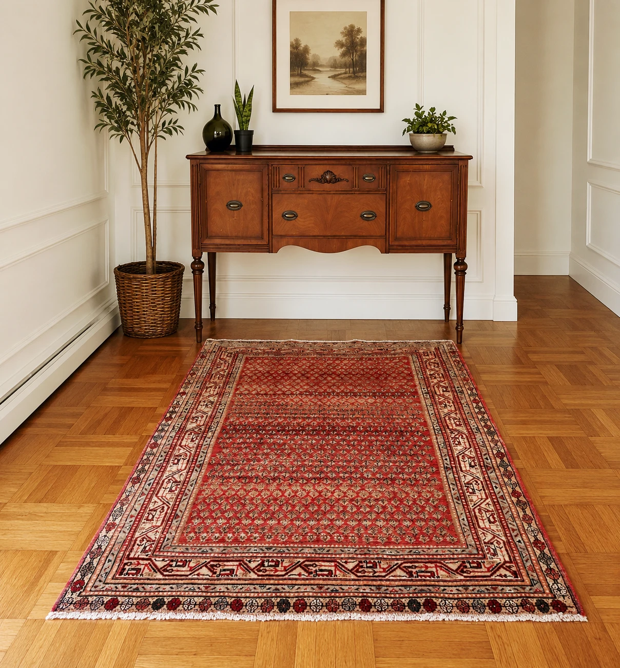 Genuine Persian  Hand-Knotted Wool Area Rug (