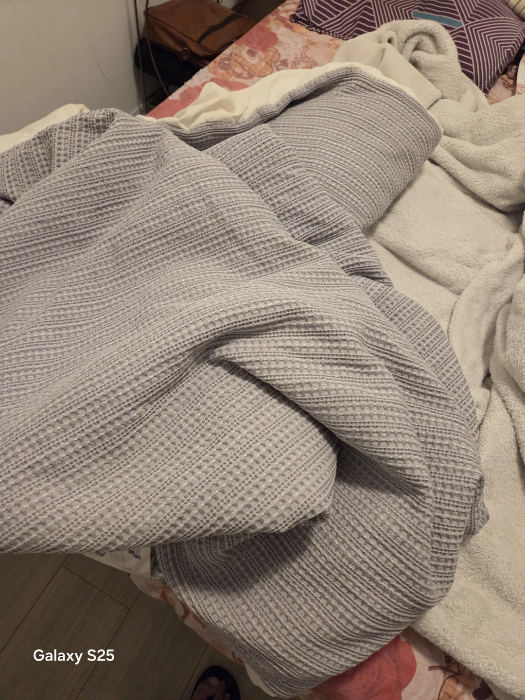 Grey Waffle Knit Blanket