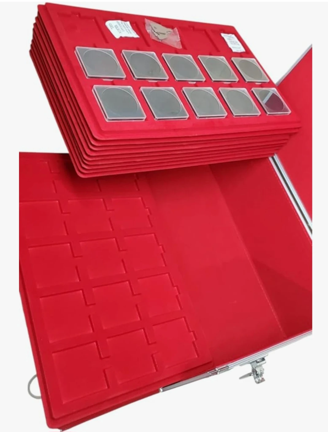 Aluminum coin collection case with red interior (NEW) - photo 5