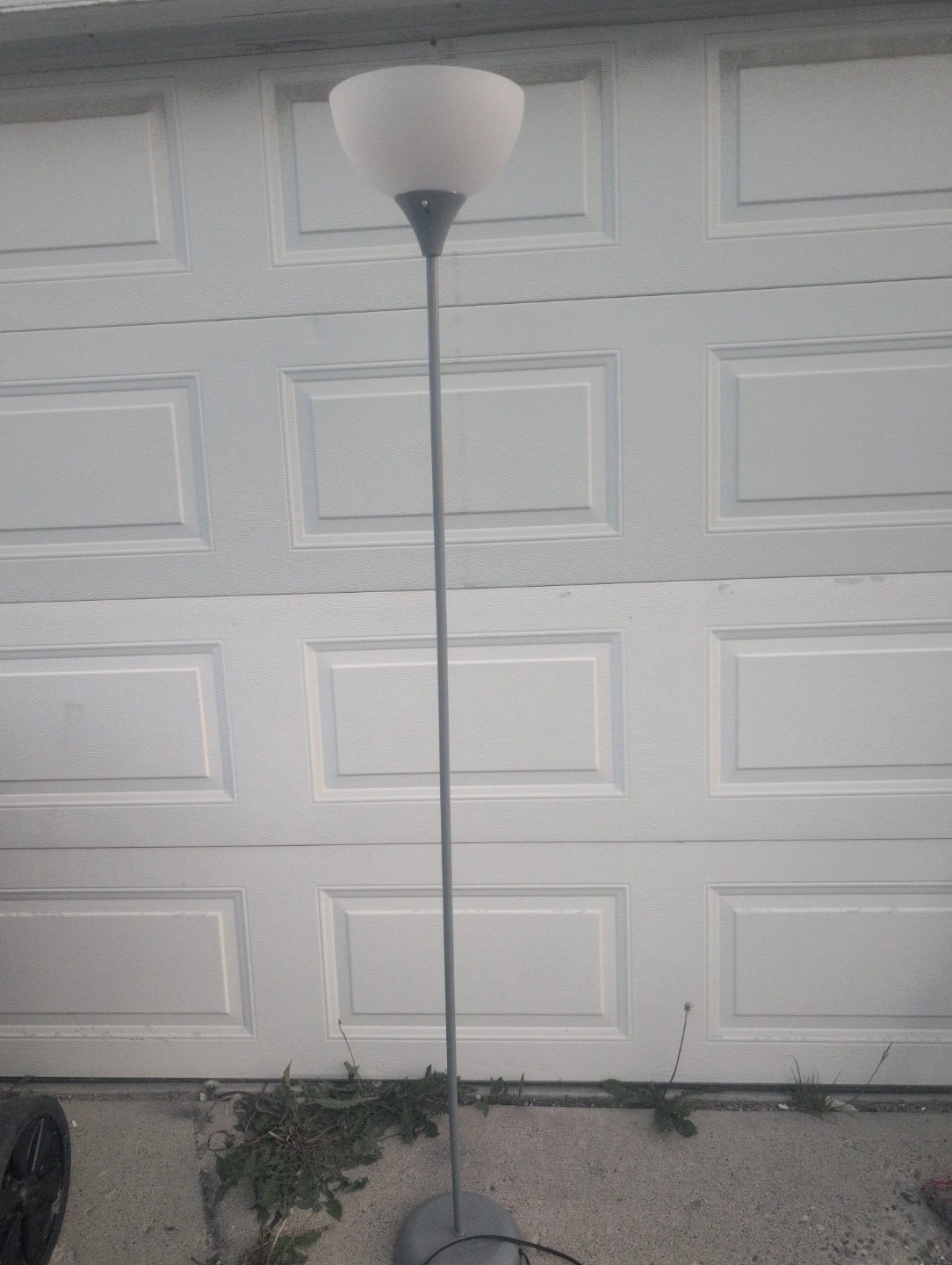 Grey Floor Lamp with White Shade