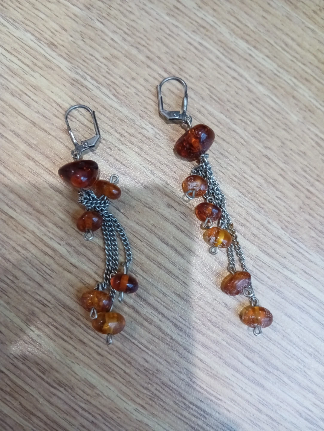 Amber Beaded Dangle Earrings
