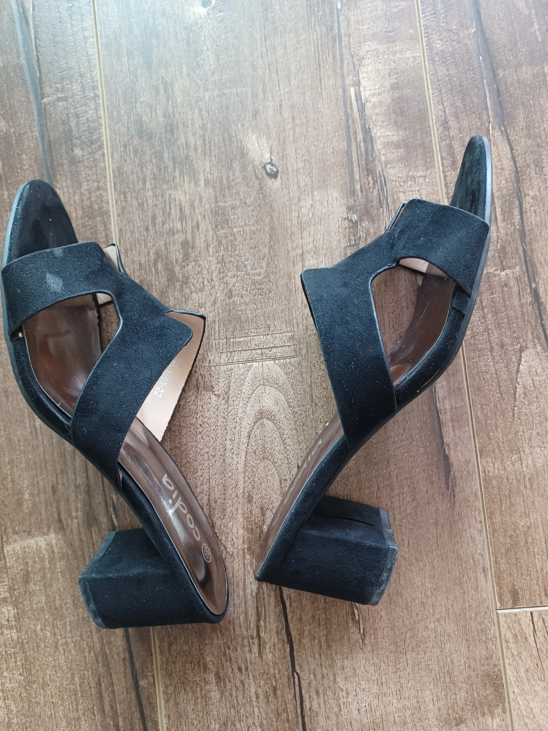 Codia Black Suede Mule Heels Size 36 - photo 3