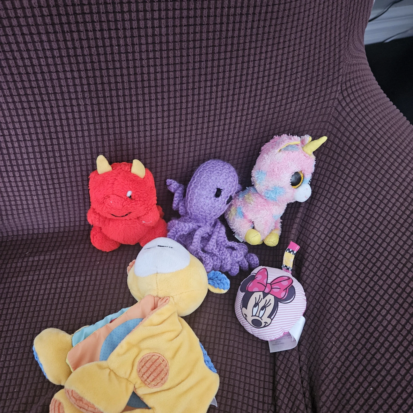 Bundle of 5 Plush Toys: Devil, Octopus, Unicorn, Giraffe, - photo 3