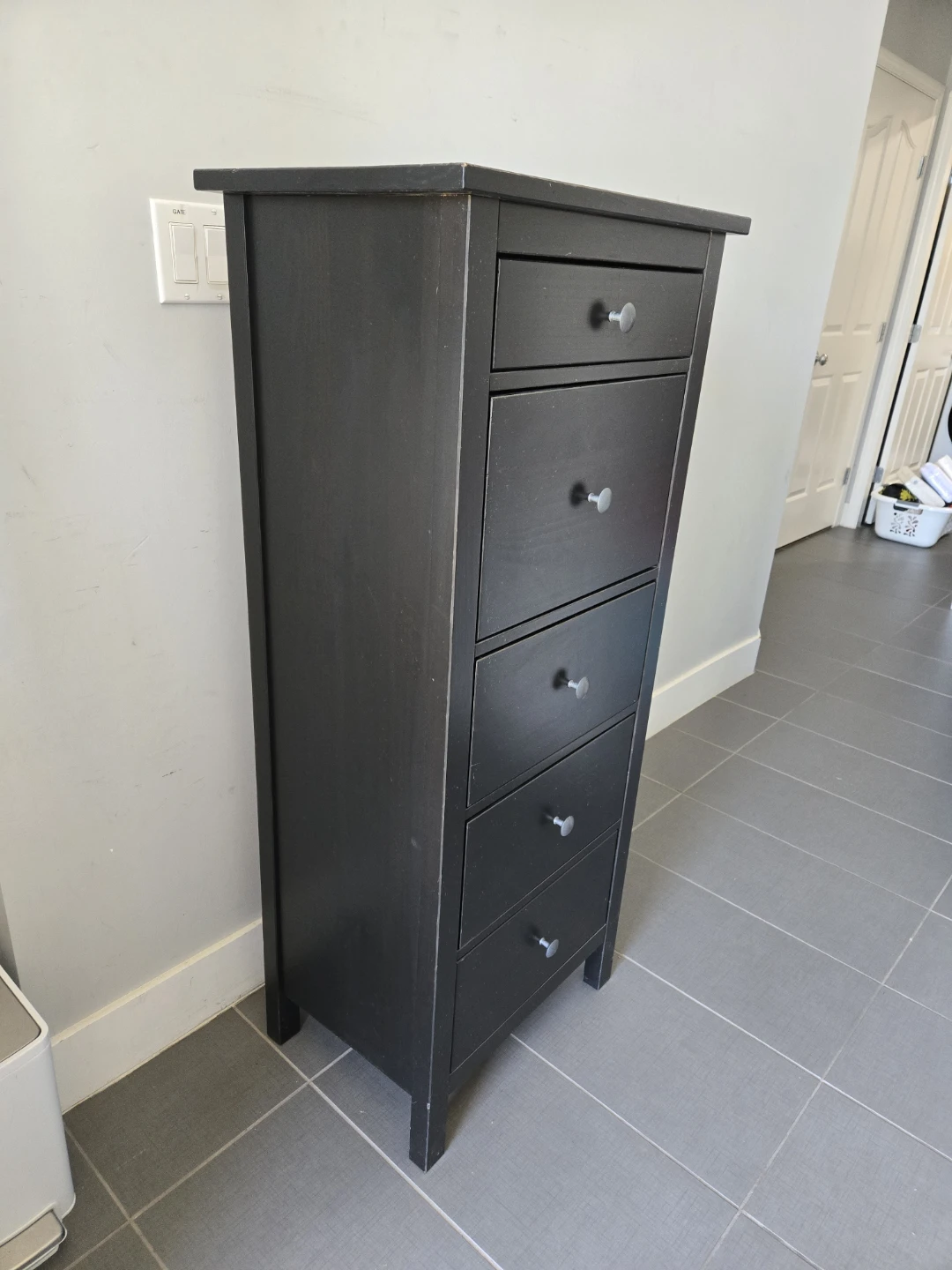 Ikea solid wood pine 5 drawer hemness tallboy dresser