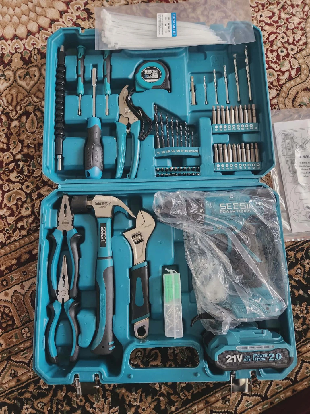 SEESII Power Tools Tool Set with Cordless Drill