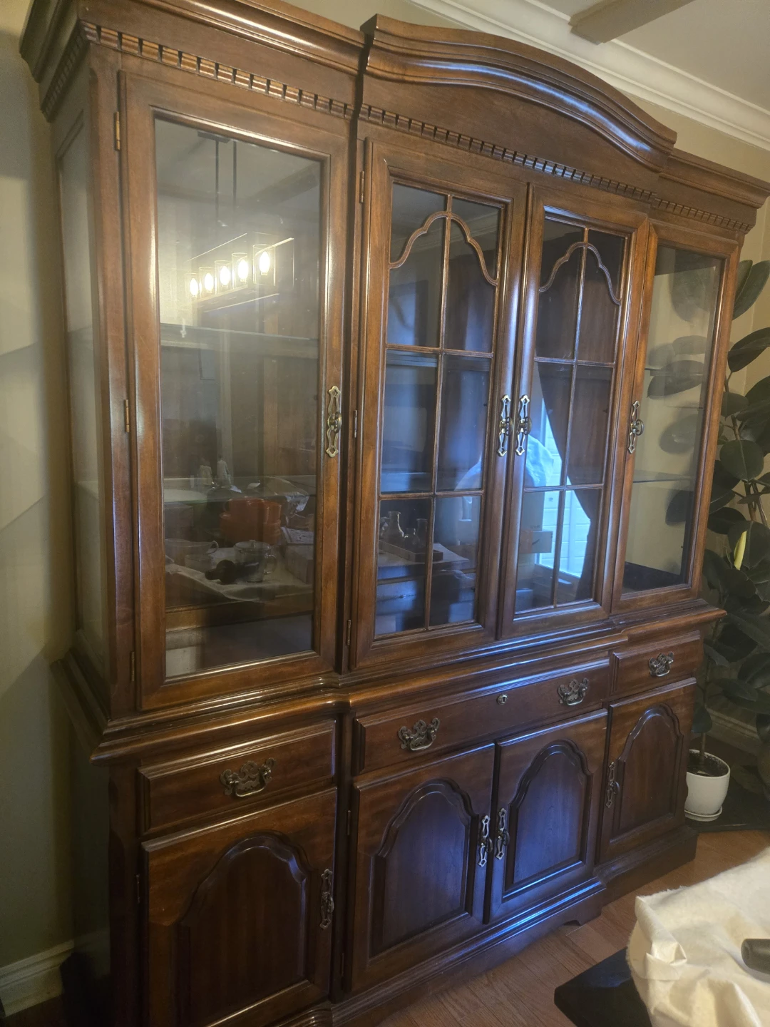 Wooden China Cabinet with Glass Doors