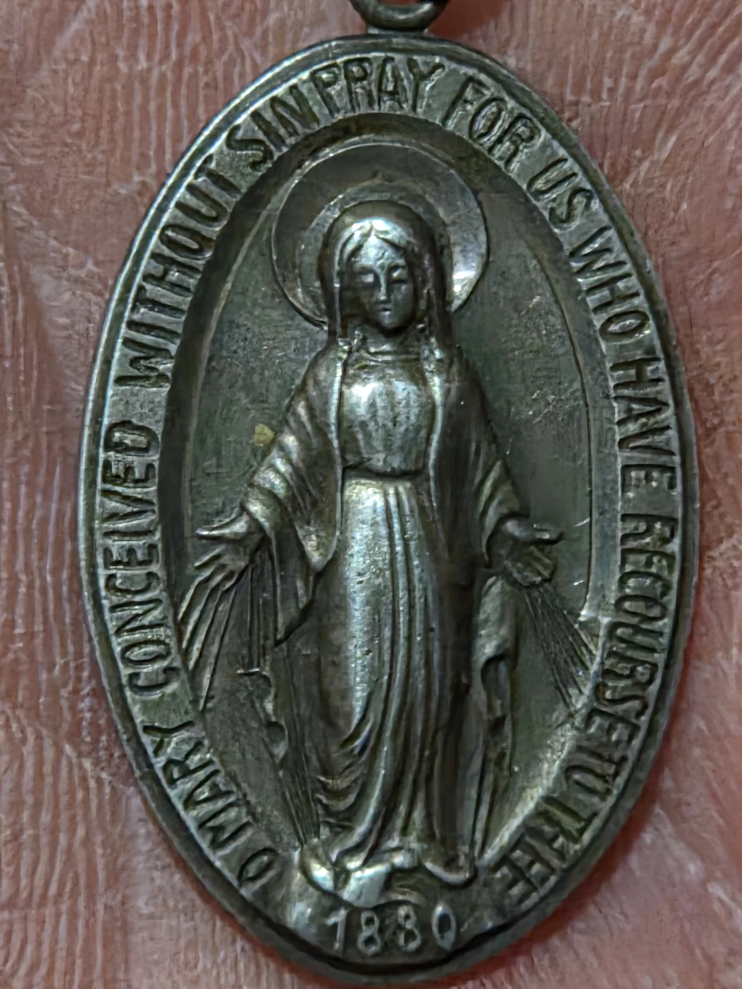 Sterling Silver Miraculous Medal Necklace 1880