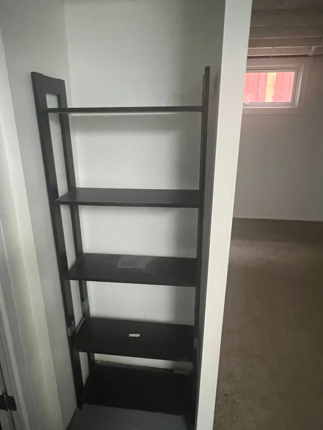 Dark Brown Leaning Bookshelf