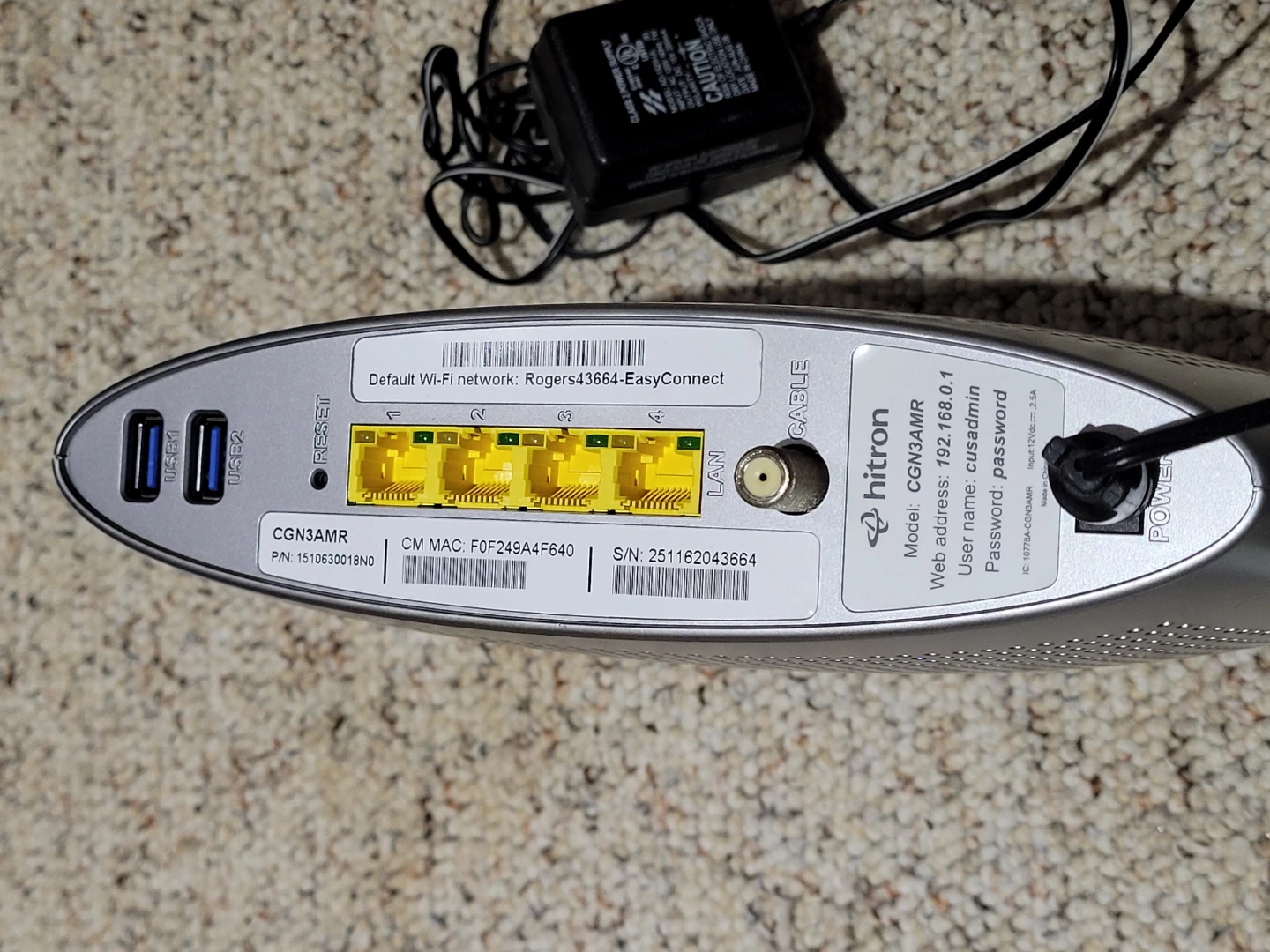 Rogers Hitron CGN3AMR WiFi Modem/Router