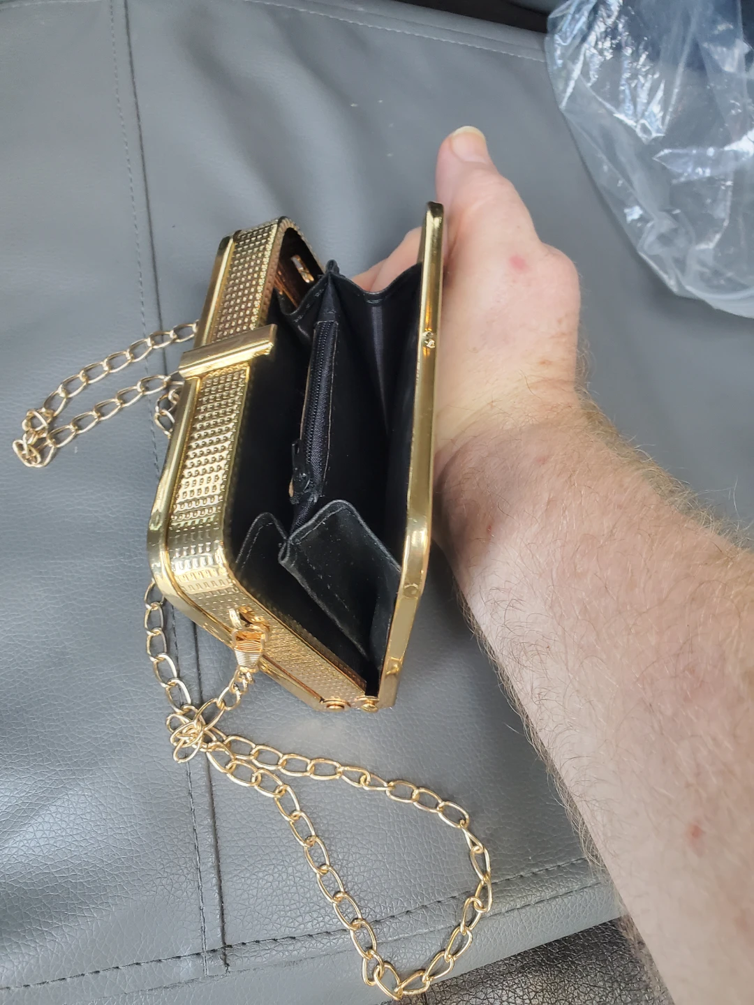 Black Sequin Clutch Purse with Gold Chain - photo 5