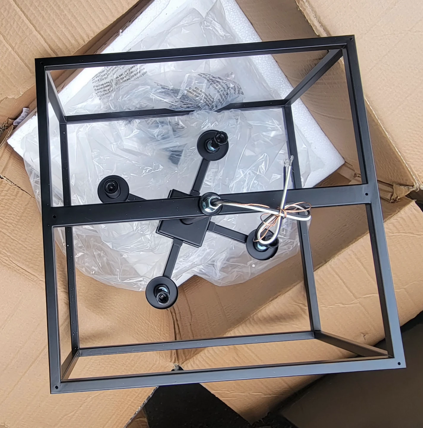 Black Metal Cage Pendant Light Fixture