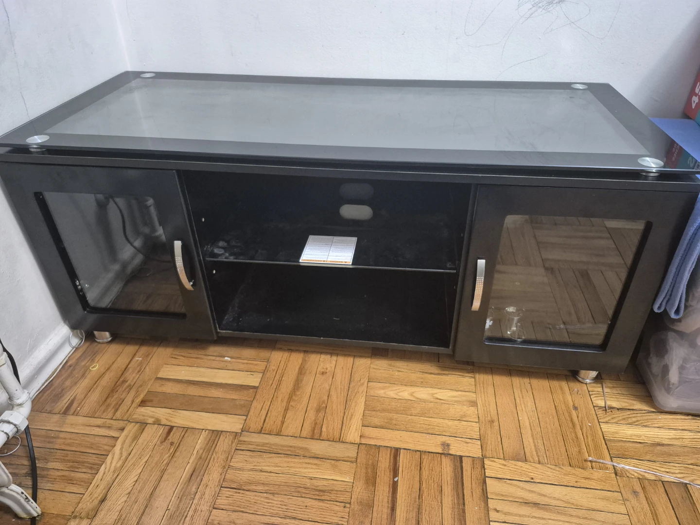 Black TV Stand with Glass Top