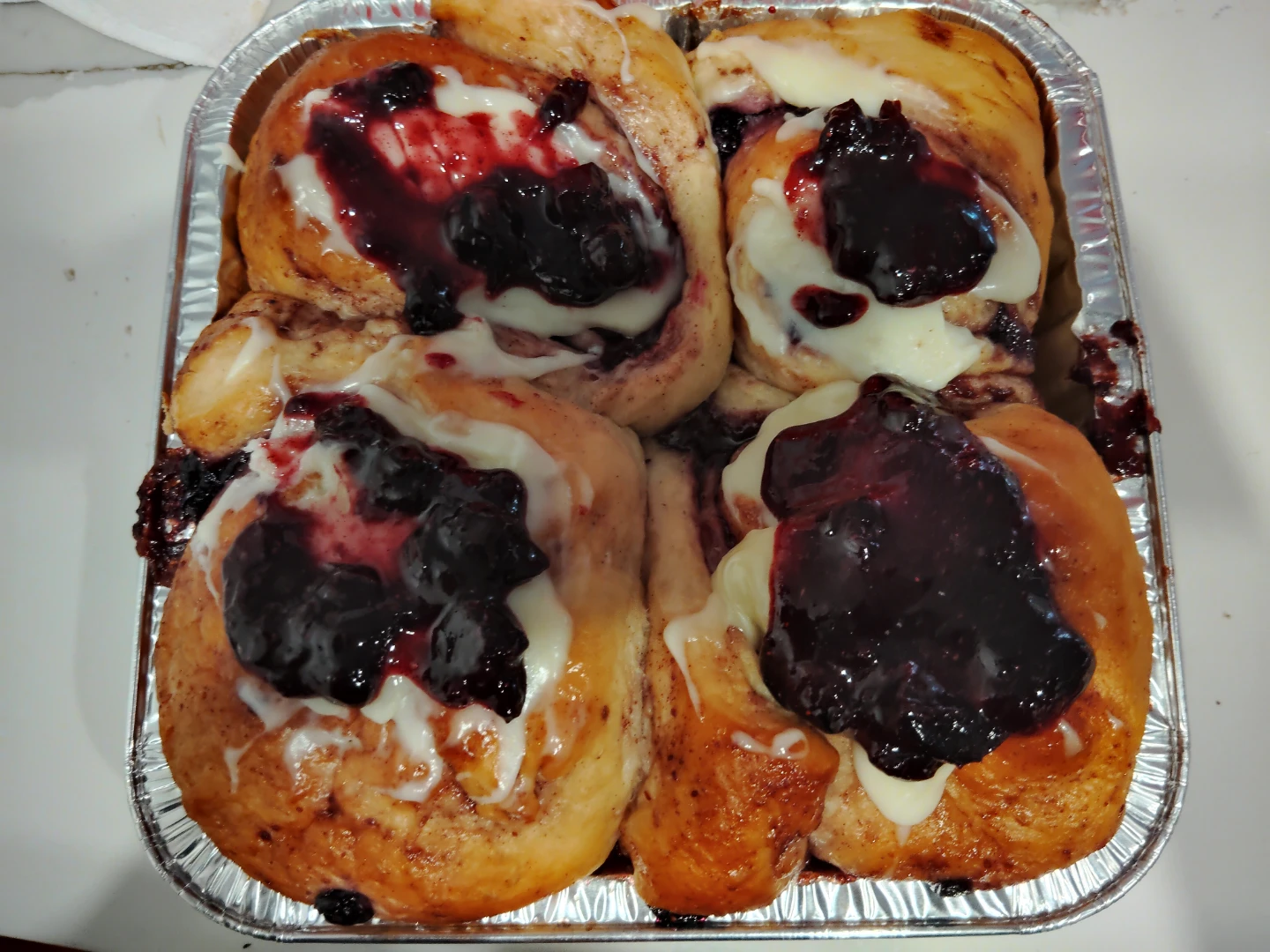 Homemade Cinnamon Rolls with Berry Topping