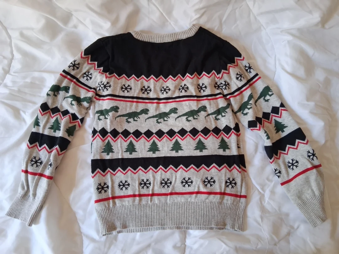 Size 8 Kid's Dinosaur Christmas Sweater - photo 2