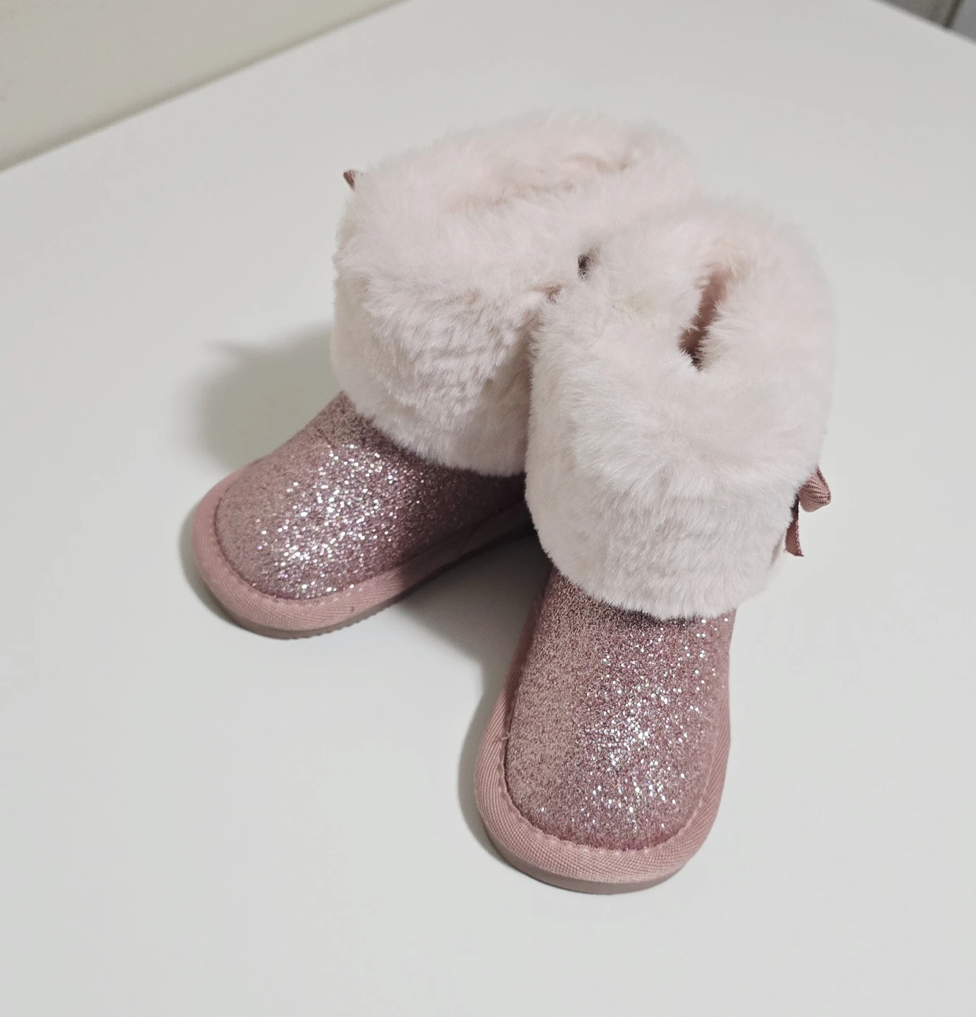Girls Pink Glitter Boots with Faux Fur Trim - photo 2