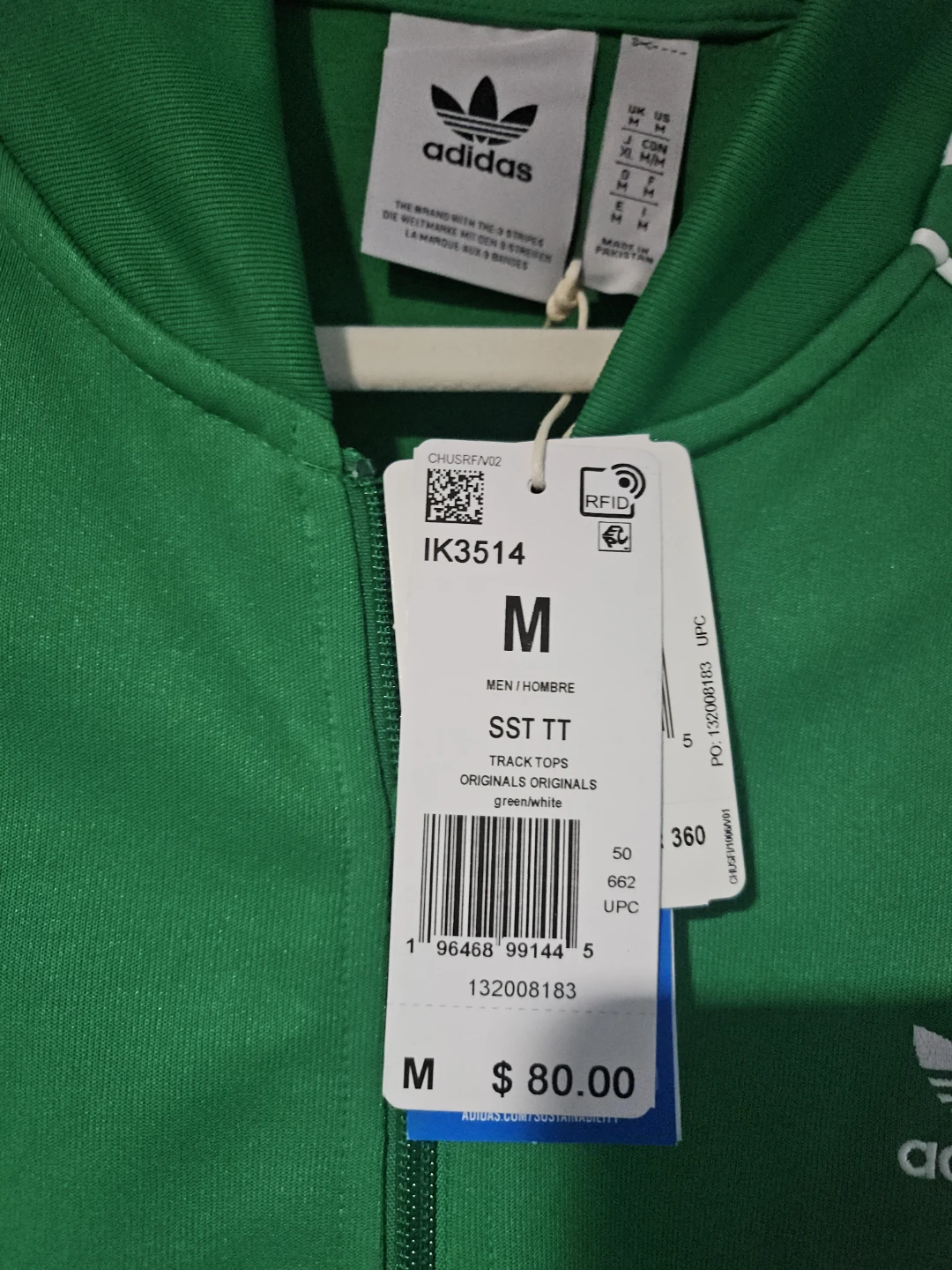 Adidas SST Track Jacket - Green - Size M - photo 4