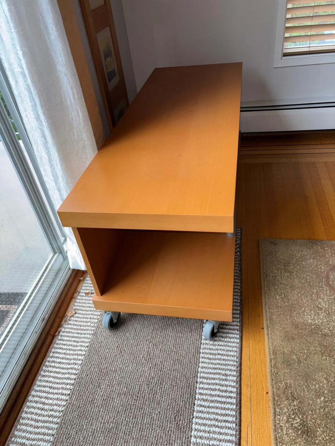 Wooden media console with wheels - photo 2