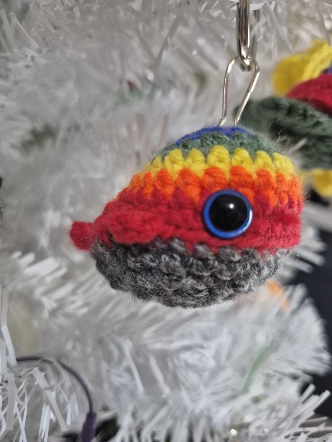 Crocheted Rainbow Whale Keychain - photo 2