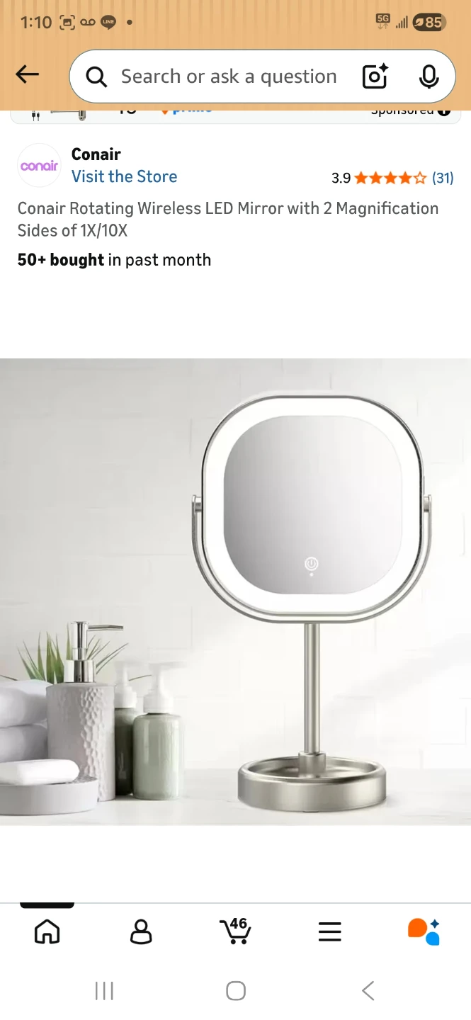 Conair Rotating Wireless LED Mirror - 1X/10X Magnification - photo 4