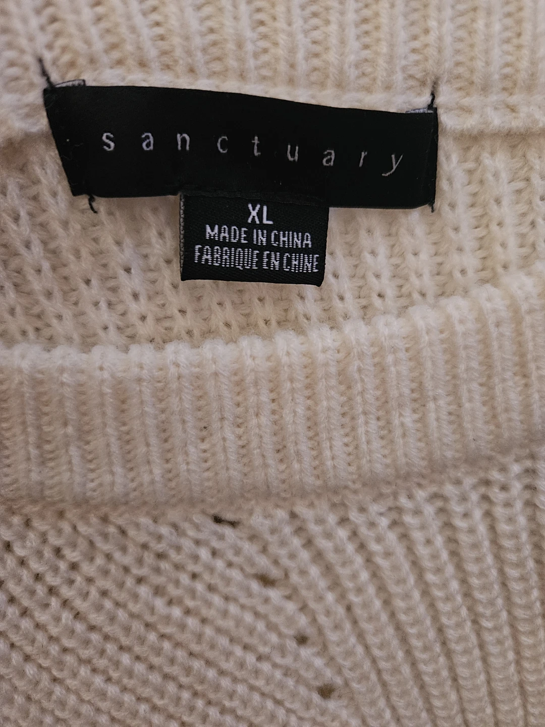 Sanctuary Women's White Knit Sweater with Puff Sleeves - XL - photo 2