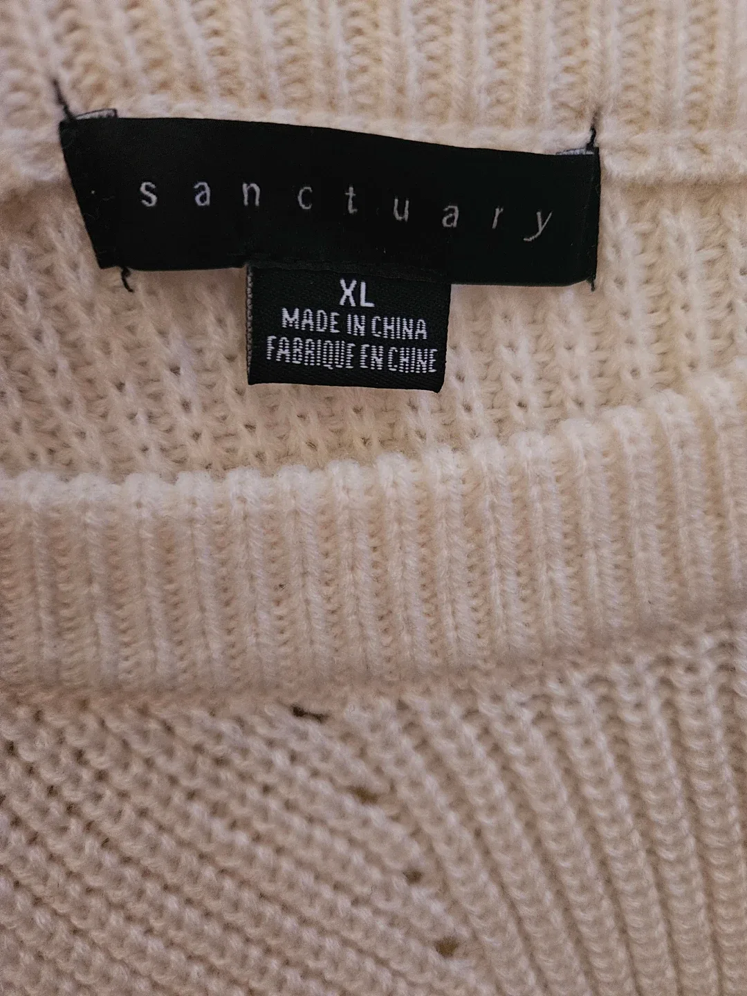 Sanctuary Women's White Knit Sweater with Puff Sleeves - XL - photo 2