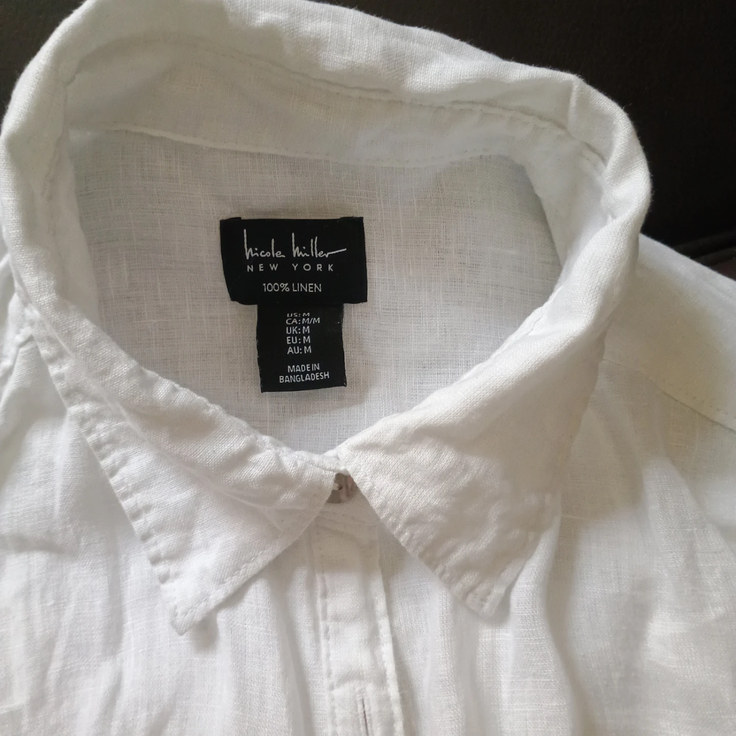 Nicole Miller New York White 100% Linen Button-Up Shirt - photo 2