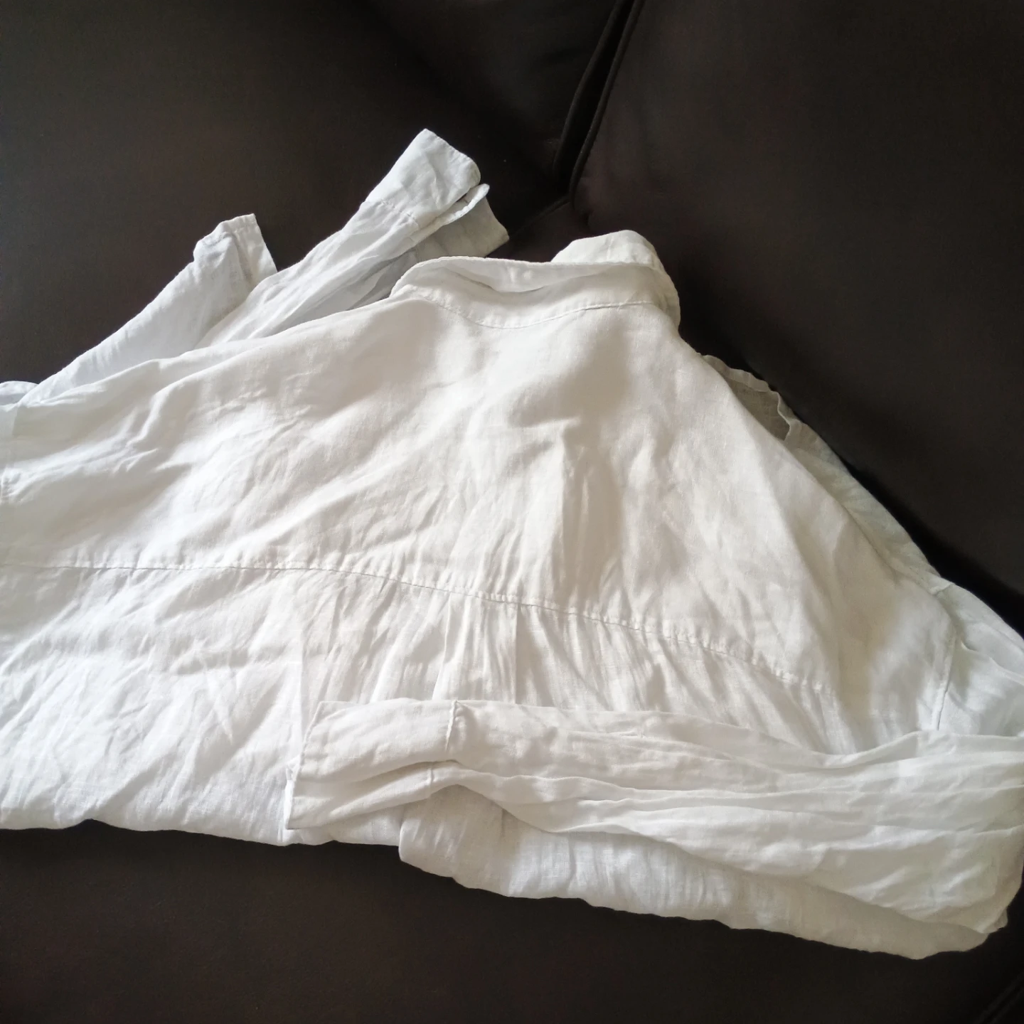 Nicole Miller New York White 100% Linen Button-Up Shirt - photo 3