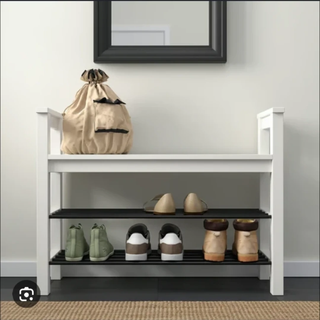 White IKEA Shoe Rack Storage Bench