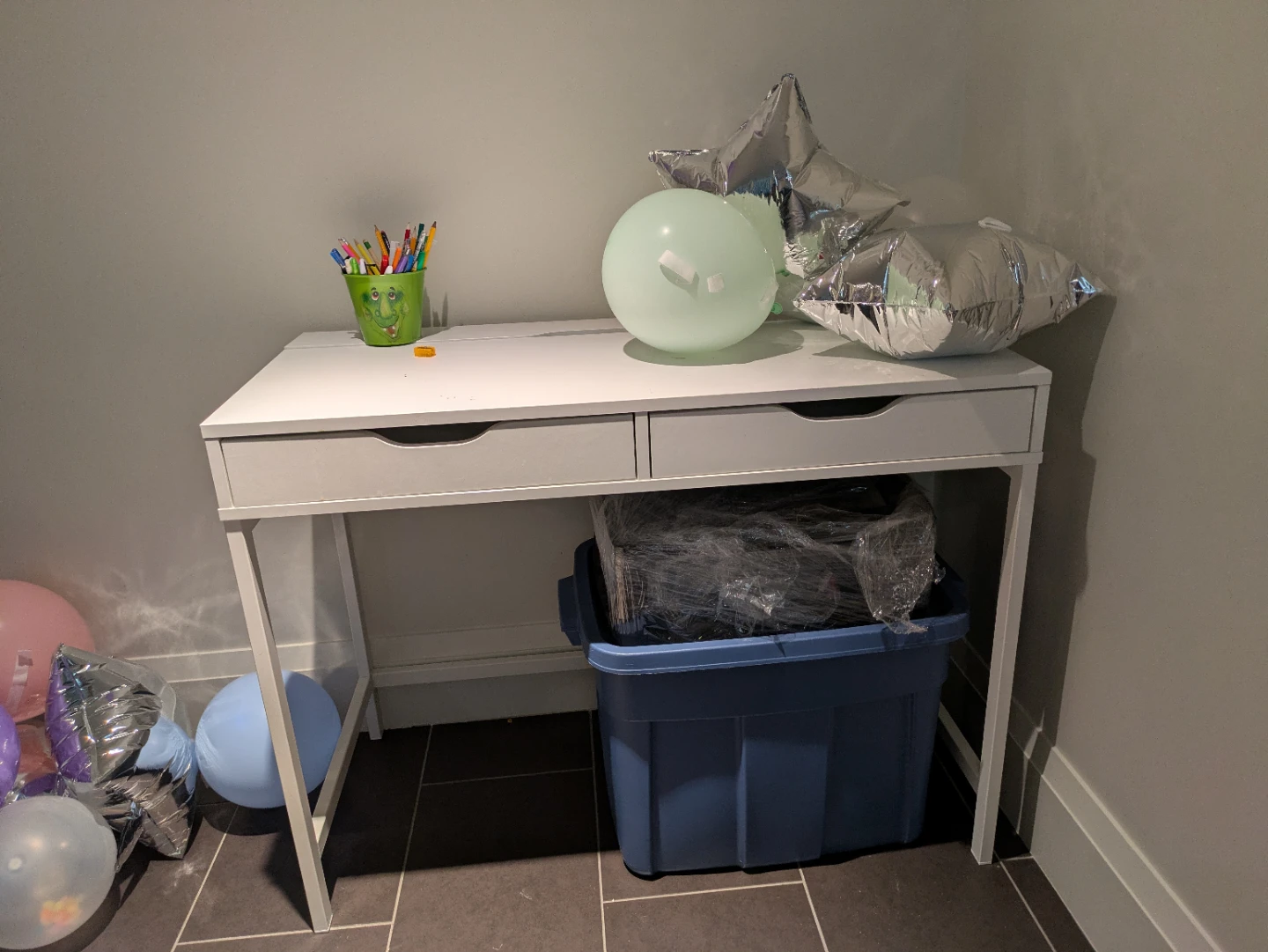 White Two-Drawer Desk
