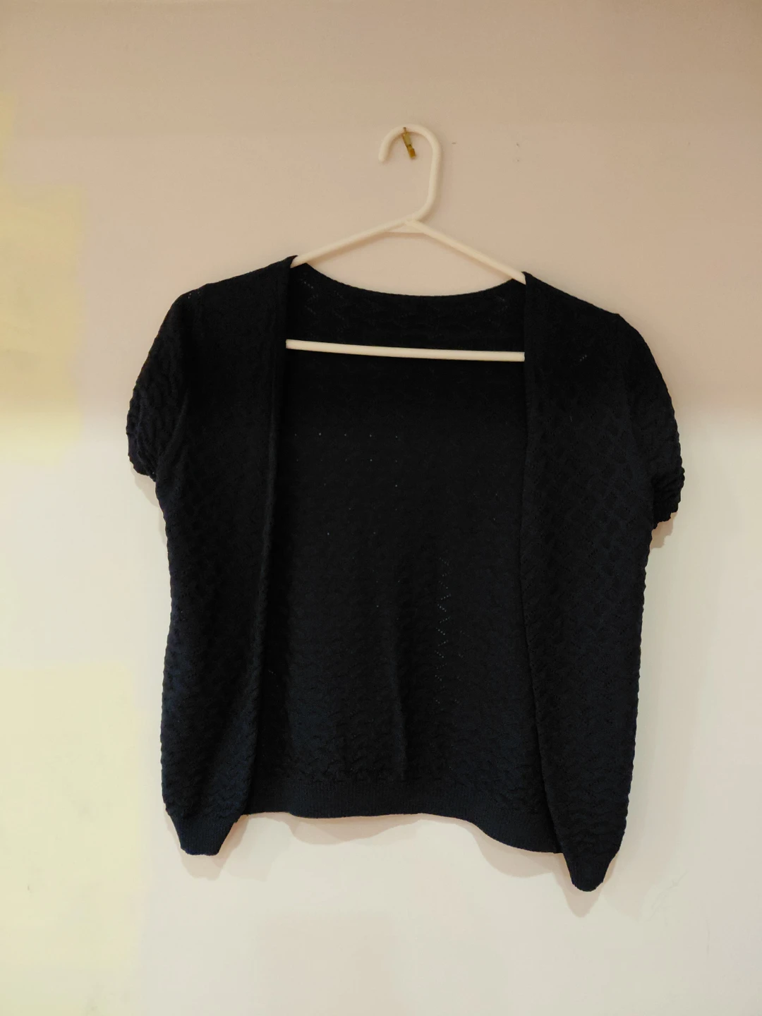 Black short sleeve cardigan