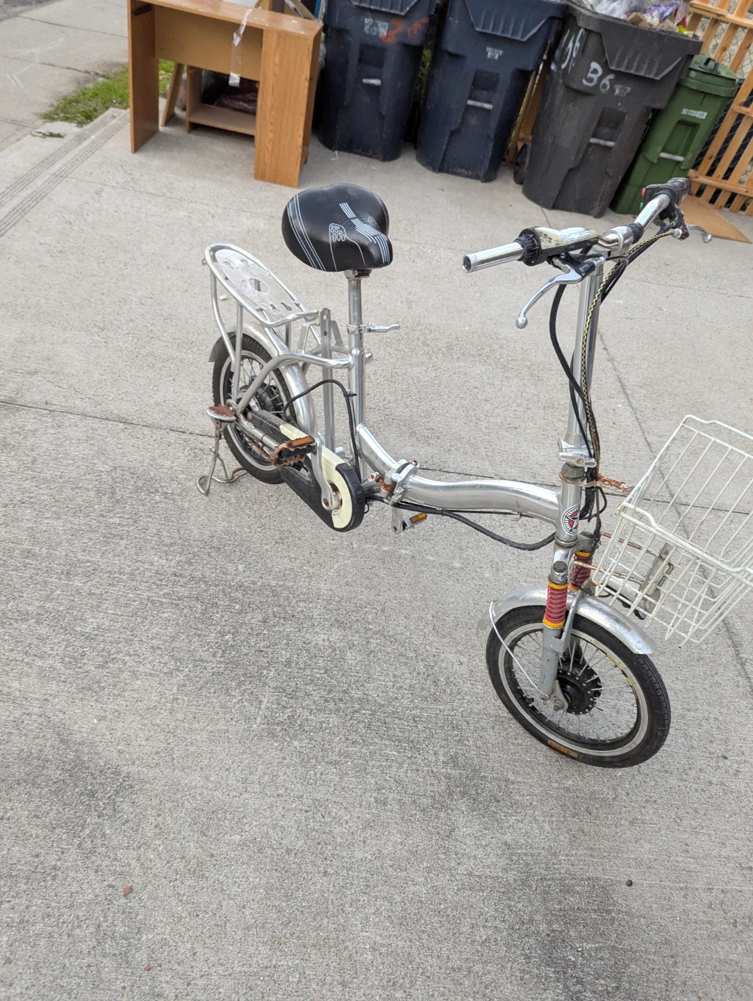 Silver Folding Electric Bicycle