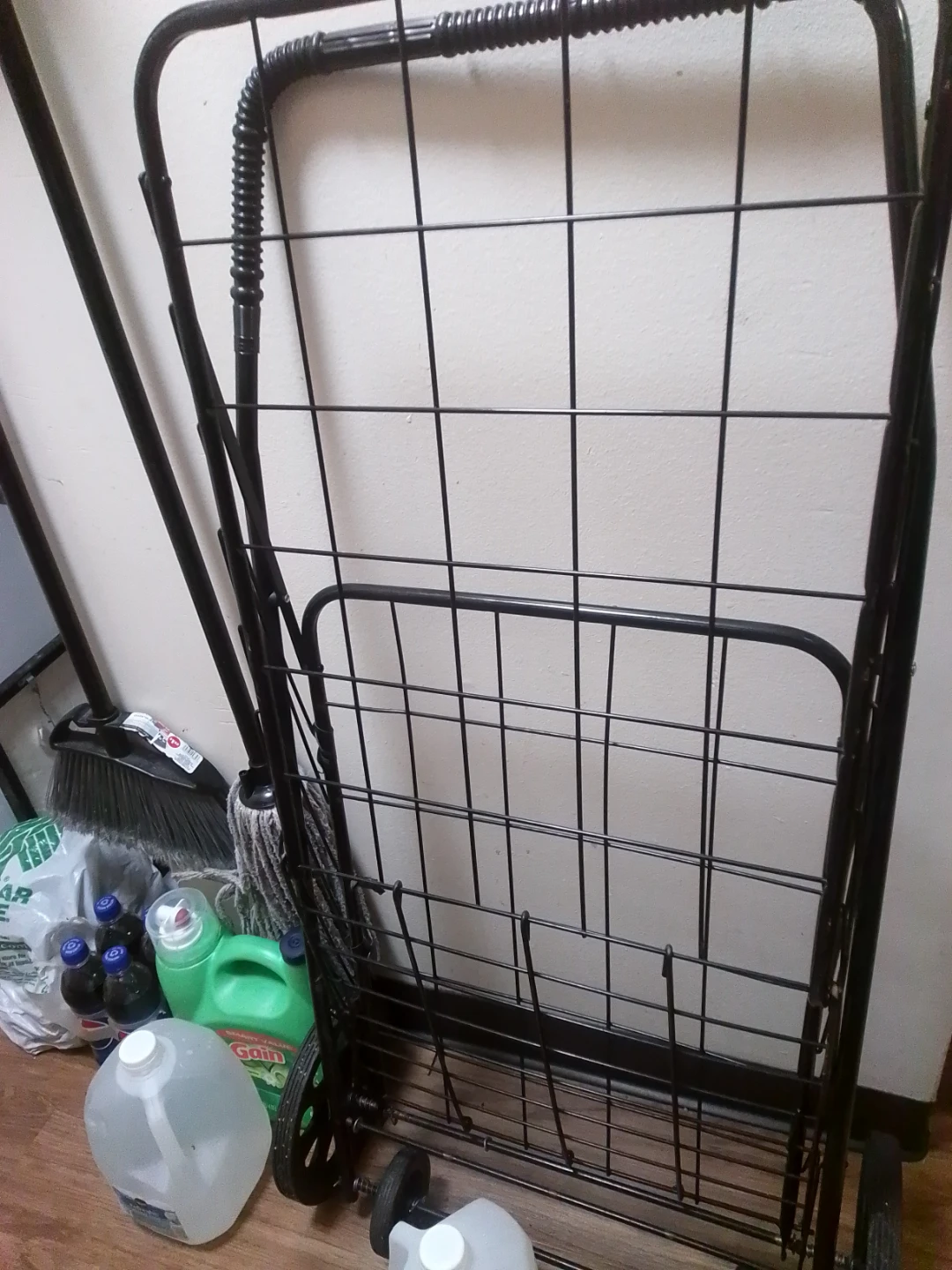 Black Metal Folding Shopping Cart