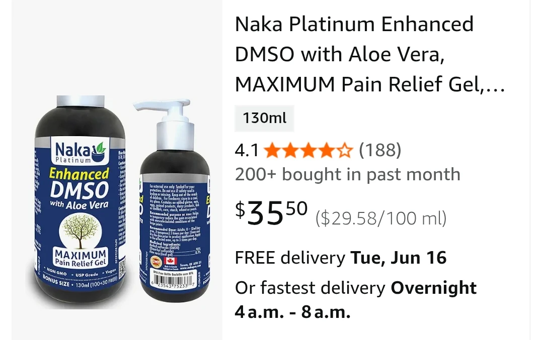 Naka Platinum Enhanced DMSO with Aloe Vera Pain Relief Gel 130ml