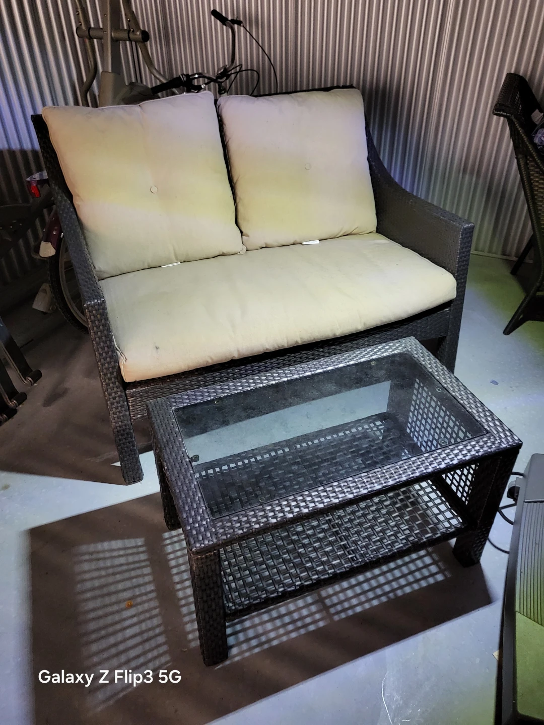 Outdoor Wicker Loveseat and Coffee Table Set - photo 3