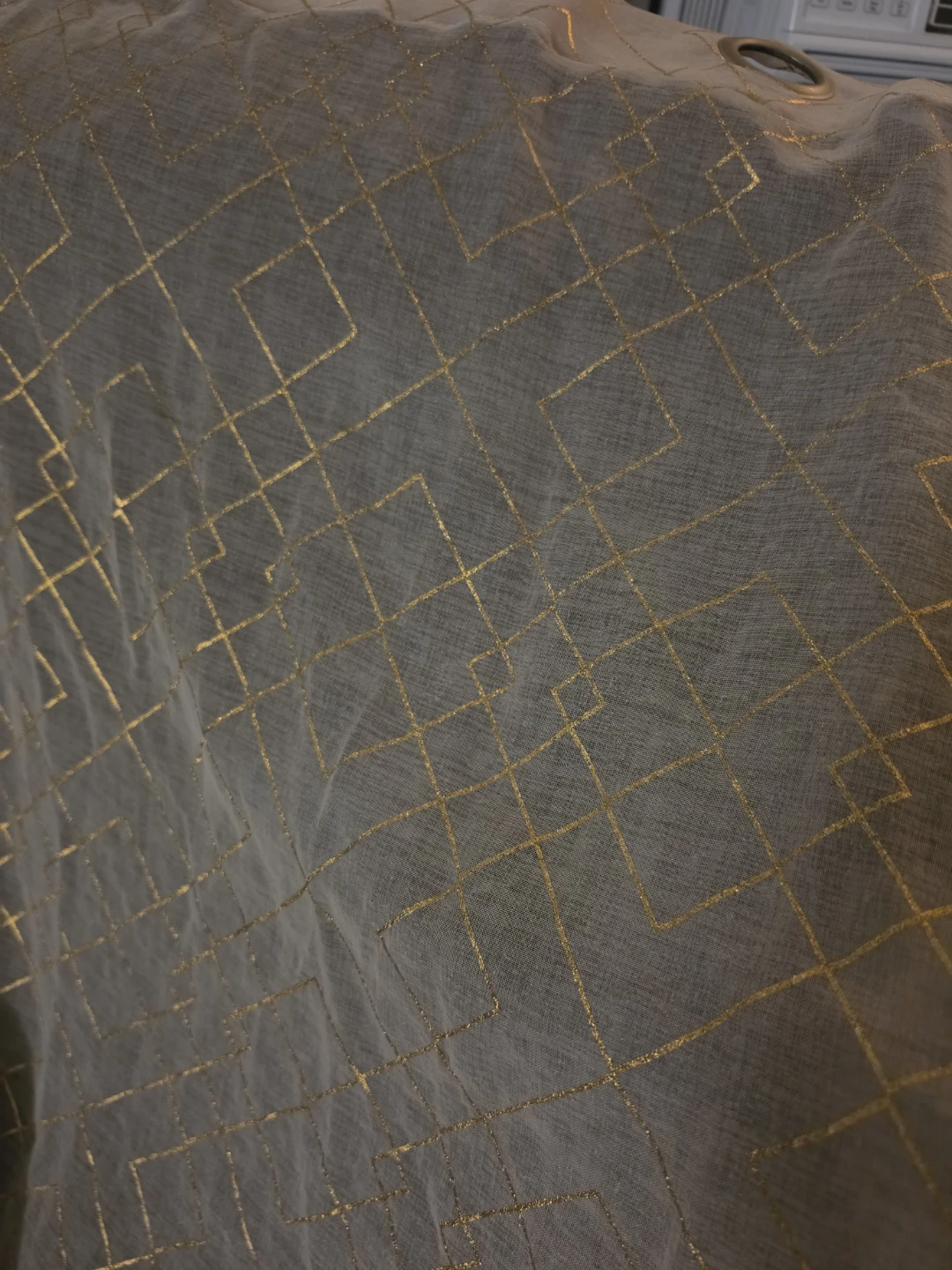 Sheer Curtains with Gold Diamond Pattern - photo 4
