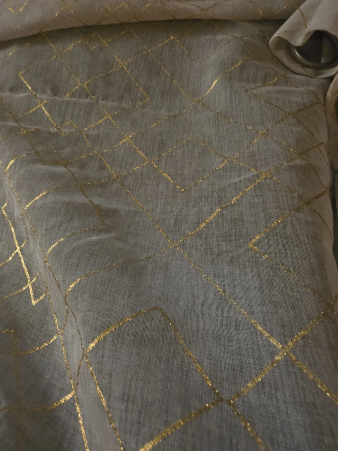Sheer Curtains with Gold Diamond Pattern - photo 5