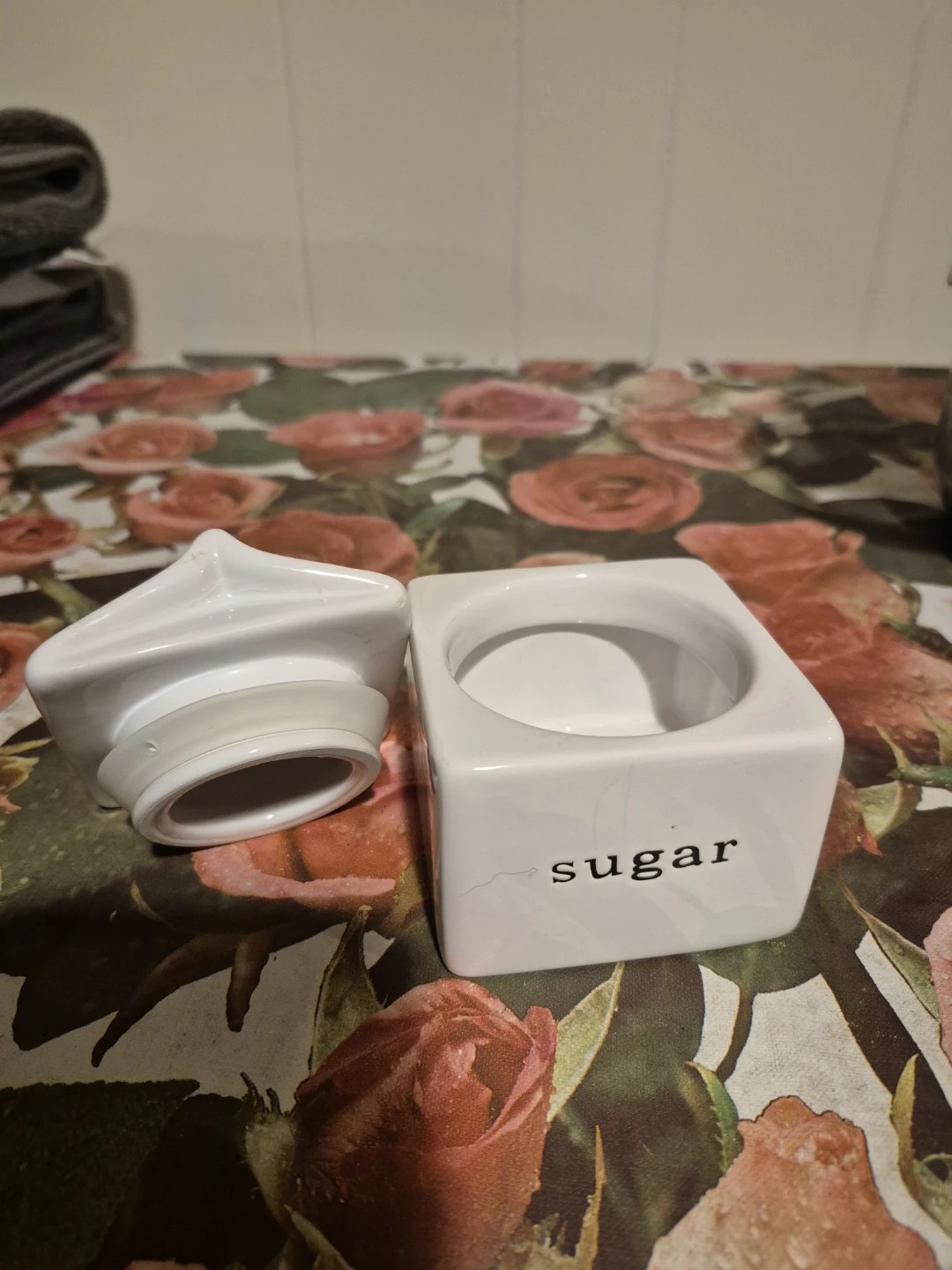 White Ceramic Sugar Canister with Lid - photo 2