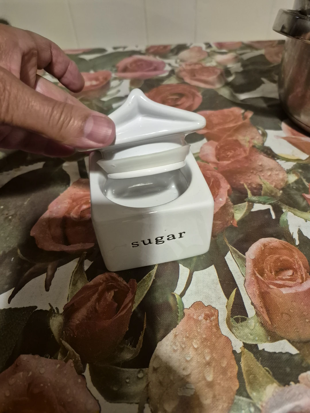 White Ceramic Sugar Canister with Lid - photo 4