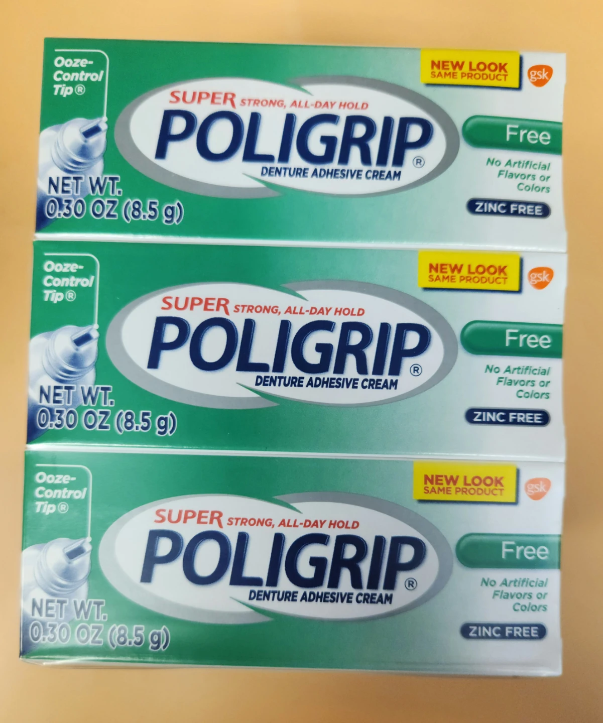 Poligrip Denture Adhesive Cream - 3 pack (0.30 oz each)