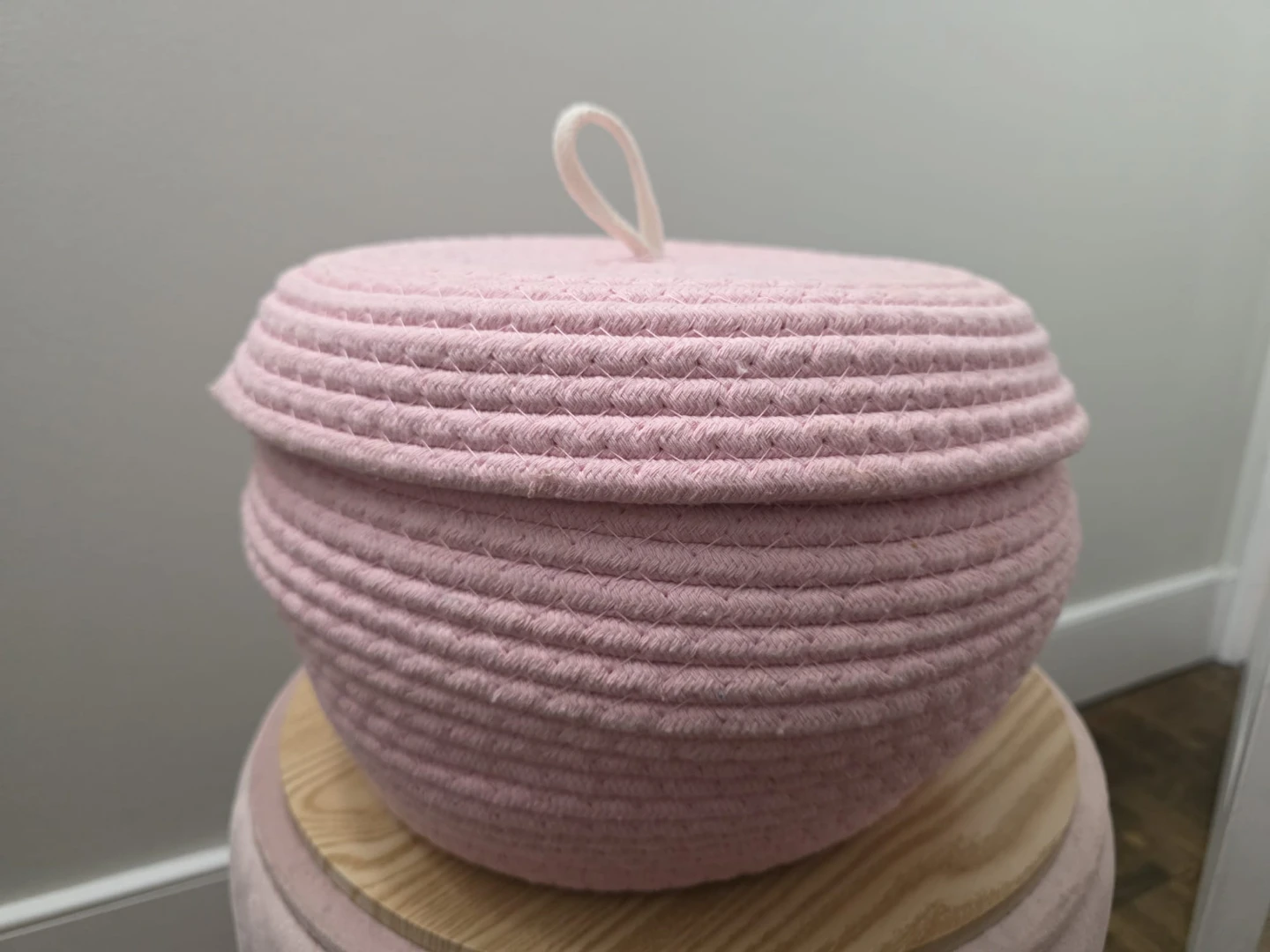 Pink Rope Storage Basket with Lid - photo 2