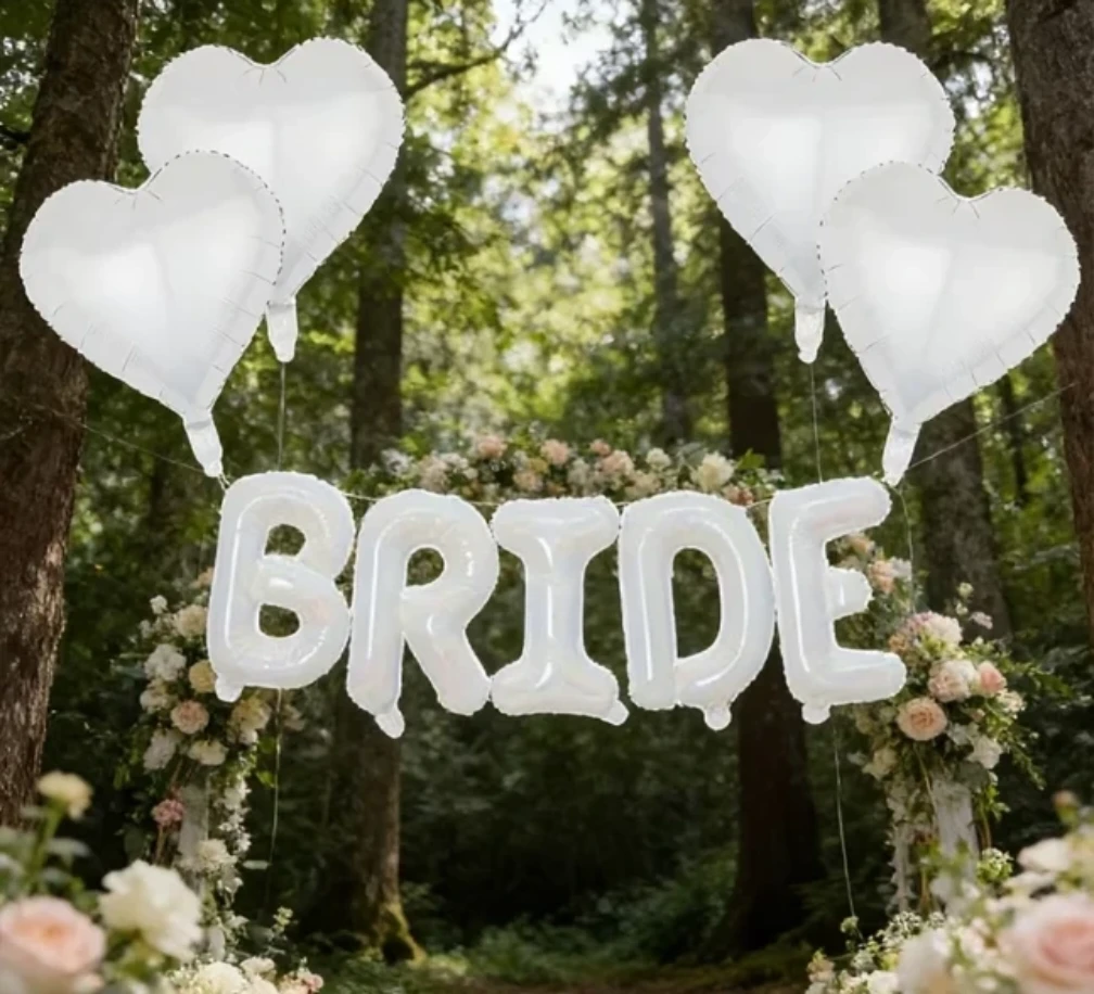 White Bride Foil Balloon Set - 9 Pieces - photo 3
