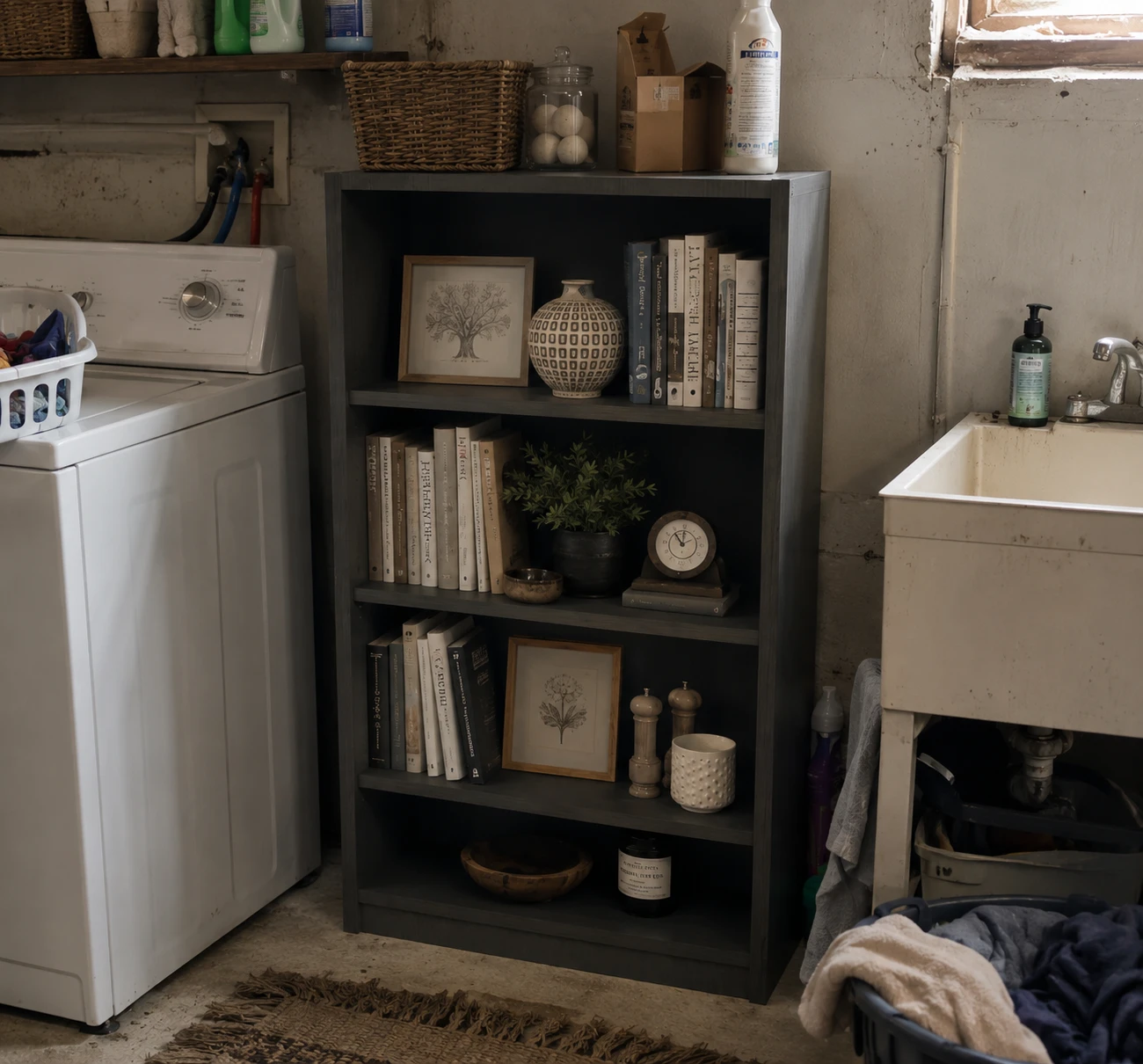 3 shelving units - Latitude Run Gibney Standard Bookcase - Grey