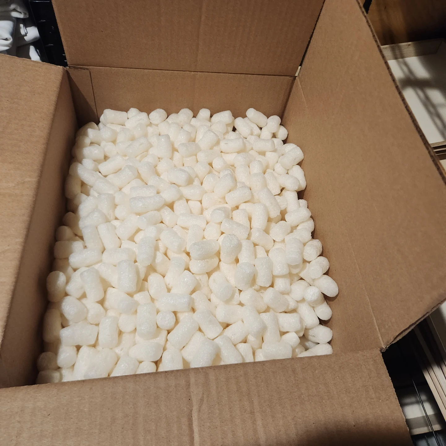 Box of packing peanuts