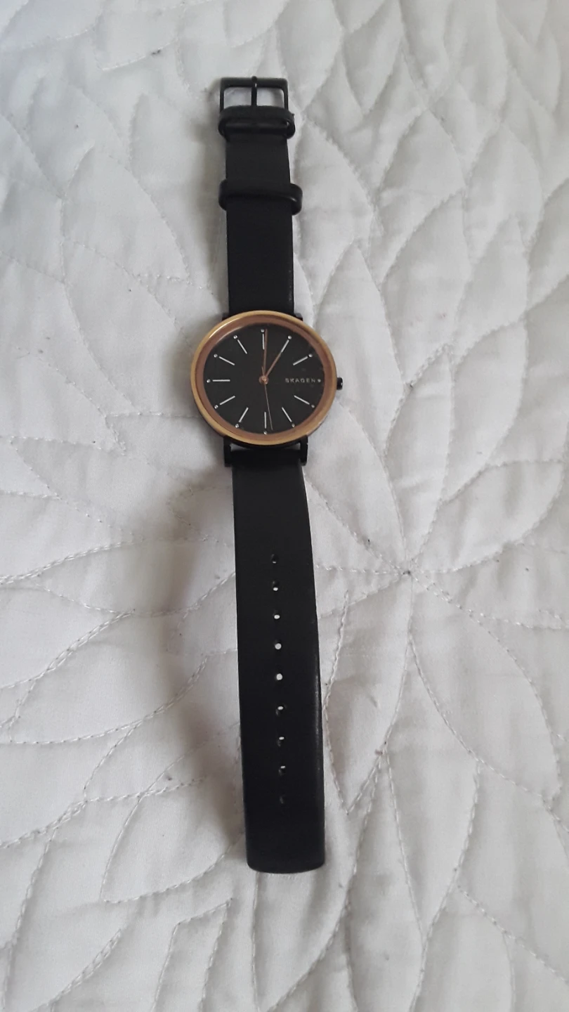 SKAGEN SKW2490 BLACK LEATHER WATCH - photo 2