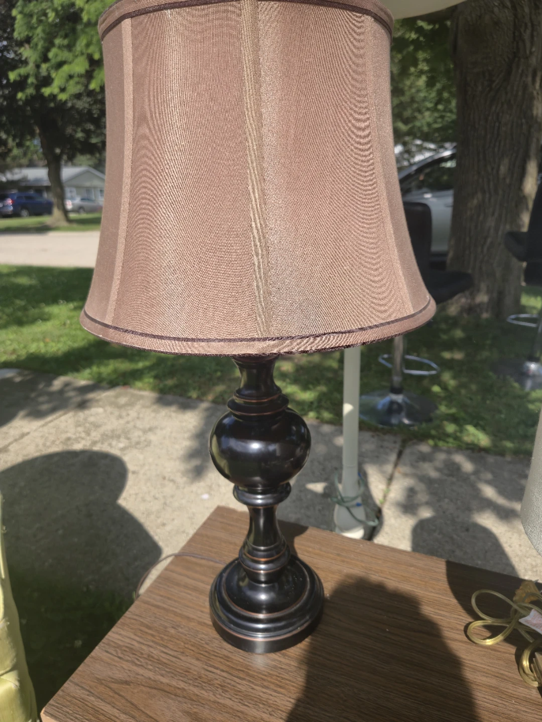 Brown Table Lamp with Decorative Base - photo 3