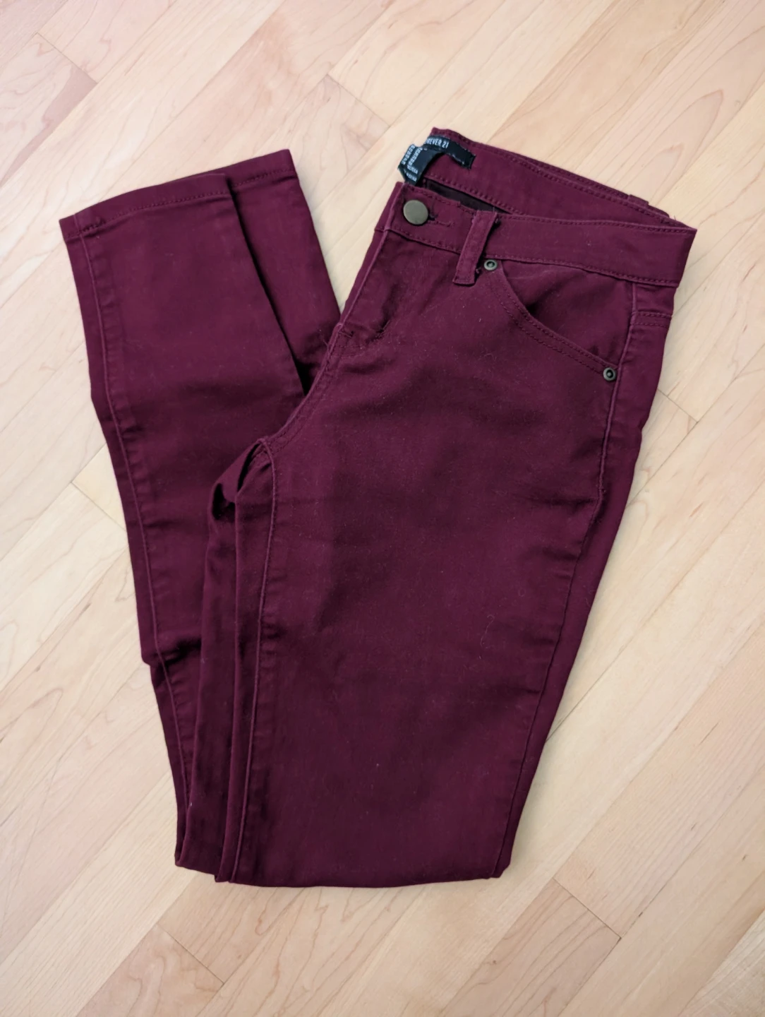 Forever 21 Burgundy jeans - skinny fit - photo 2