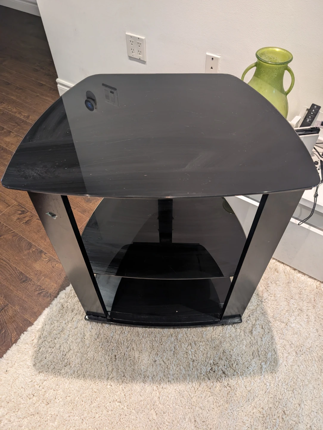 Black 3-Tier Tempered Glass table - photo 3