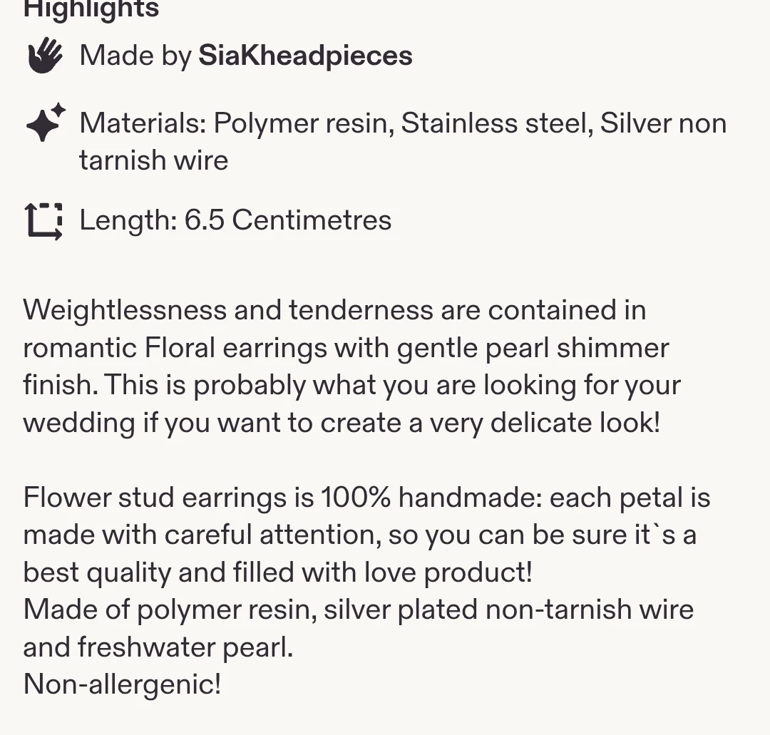 Handmade Wedding/Party Big Flower and Pearl Stud Silver Earrings - photo 5